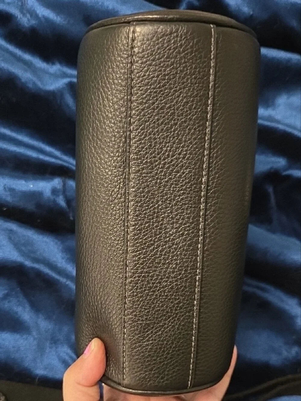 Coach Black Pebbled Leather Mini Barrel Bag with Tassel